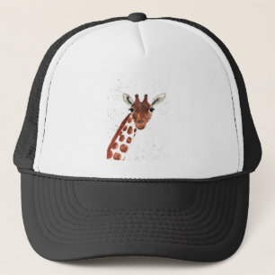 Wasserfarbe Niedlich Giraffe Tier Safari Dschungel Truckerkappe