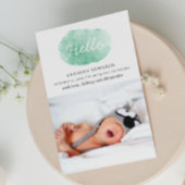 Wasserfarbe niedlich grün. Geschlechtsneutrale Geb Ankündigung