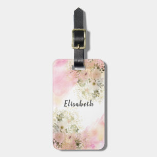 Wasserfarbe Niedlich gurt boho floral personalisie Gepäckanhänger
