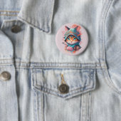 Wasserfarbe Niedlich Hooded Ninja Cat Button (Beispiel)