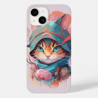 Wasserfarbe Niedlich Hooded Ninja Cat
