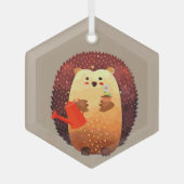 Wasserfarbe Niedlich Igel Gartentier Ornament Aus Glas (Vorderseite)