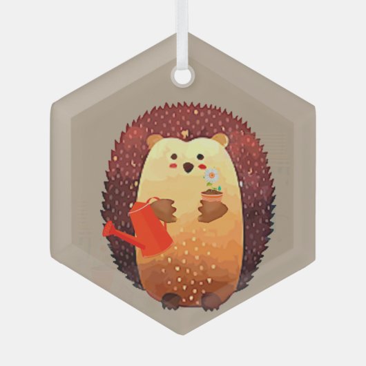 Wasserfarbe Niedlich Igel Gartentier Ornament Aus Glas (Vorderseite)