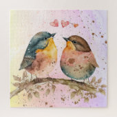 Wasserfarbe Niedlich kleine Lovebirds Tierart Puzzle (Vertikal)