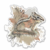 Wasserfarbe Niedlich Kleiner Chipmunk Tierwelt Aufkleber (Vorderseite)