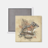 Wasserfarbe Niedlich Kleiner Chipmunk Tierwelt Magnet (Vorderseite/Rückseite)
