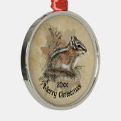Wasserfarbe Niedlich Kleiner Chipmunk Tierwelt Ornament Aus Metall (Rechts)