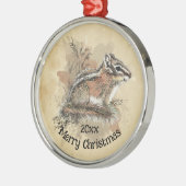 Wasserfarbe Niedlich Kleiner Chipmunk Tierwelt Ornament Aus Metall (Links)