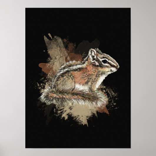 Wasserfarbe Niedlich Kleiner Chipmunk Tierwelt Poster (Vorne)