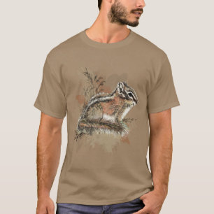 Wasserfarbe Niedlich Kleiner Chipmunk Tierwelt T-Shirt
