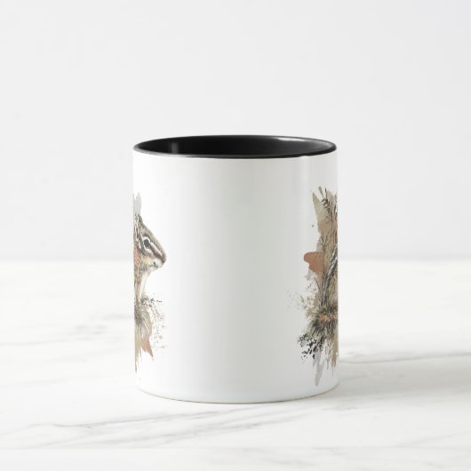 Wasserfarbe Niedlich Kleiner Chipmunk Tierwelt Tasse (Zentrum)