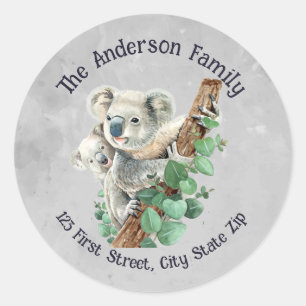 Wasserfarbe Niedlich Koala Bears Australische Tier Runder Aufkleber