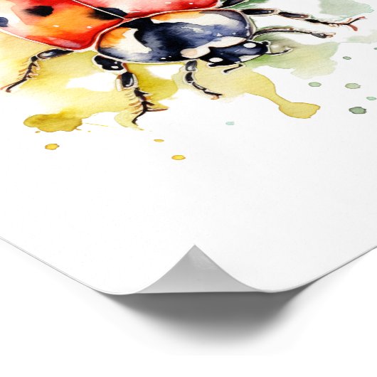 Wasserfarbe Niedlich Ladybug Poster (Ecke)