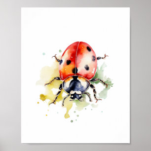 Wasserfarbe Niedlich Ladybug Poster