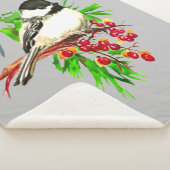 Wasserfarbe Niedlich Little Chickadee Bird Berries Sherpadecke (3/4)