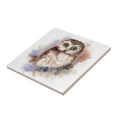 Wasserfarbe Niedlich Little Saw Whelt Owl Bird Fliese (Seite)