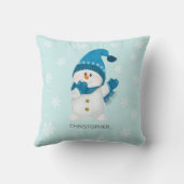 Wasserfarbe Niedlich Little Snowman Beanie Blue Ba Kissen (Rückseite)