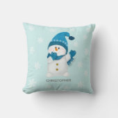 Wasserfarbe Niedlich Little Snowman Beanie Blue Ba Kissen (Vorderseite)