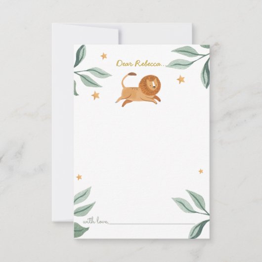 Wasserfarbe Niedlich Löwe Zeitkapsel Danke Karte (Vorderseite)