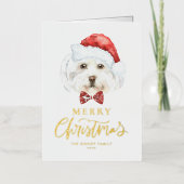 Wasserfarbe Niedlich Maltesisch Weihnachtsfest (Vorderseite)