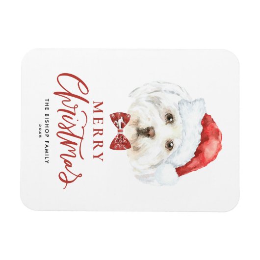 Wasserfarbe Niedlich Maltesisch Weihnachtsfest Magnet (Horizontal)