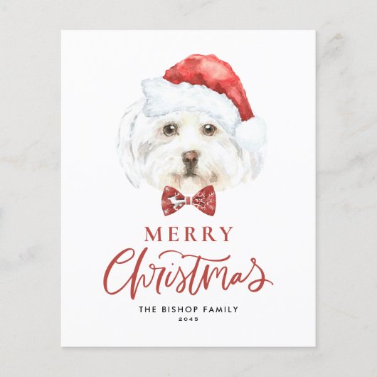 Wasserfarbe Niedlich Maltesische Weihnachtskarte W (Vorderseite)