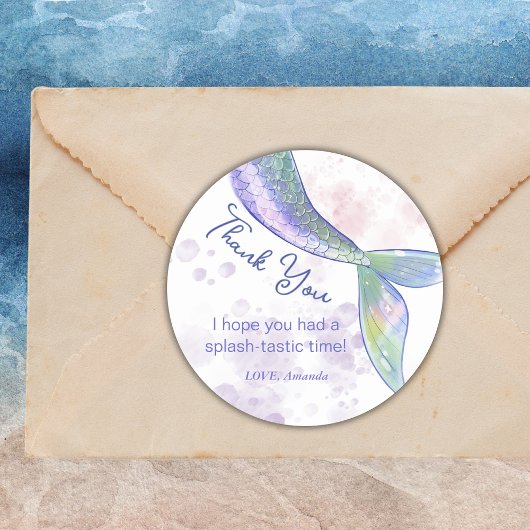 Wasserfarbe Niedlich Mermaid Schwanz Danke Sticker