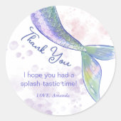 Wasserfarbe Niedlich Mermaid Schwanz Danke Sticker (Vorderseite)