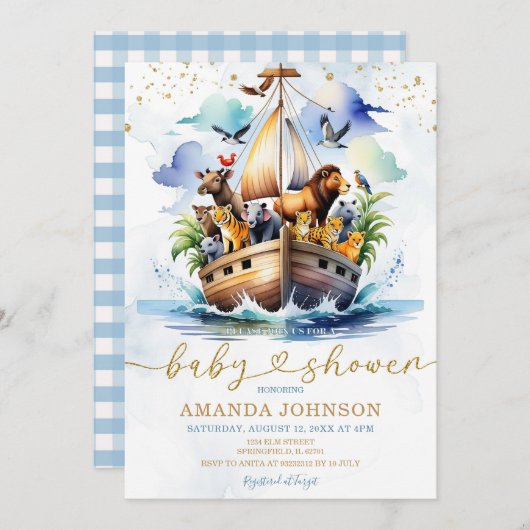 Wasserfarbe Niedlich Noahs Ark Adventure Baby Dusc Einladung