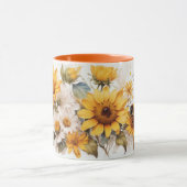 Wasserfarbe Niedlich Orange Sonnenblumen Tasse (Zentrum)