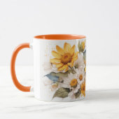 Wasserfarbe Niedlich Orange Sonnenblumen Tasse (Links)