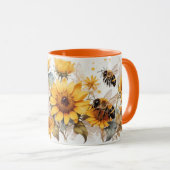 Wasserfarbe Niedlich Orange Sonnenblumen Tasse (VorderseiteRechts)