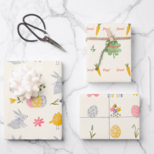 Wasserfarbe Niedlich Ostern Sonnen- und Ostereier Geschenkpapier Set