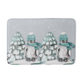 Wasserfarbe Niedlich Pinguin Pine Tree Weihnachten Badematte (Vorderseite)