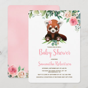 Wasserfarbe Niedlich Pink Bear Girl Babydusche Einladung