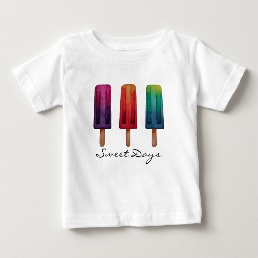 Wasserfarbe Niedlich Popsim Eis Cremes Baby T-shirt (Vorderseite)