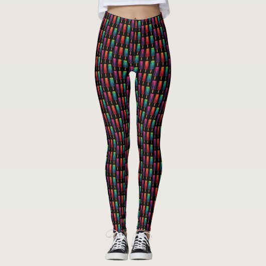 Wasserfarbe Niedlich Popsim Eis Cremes Leggings (Vorderseite)