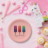 Wasserfarbe Niedlich Popsim Eis Cremes Pappteller (Party)