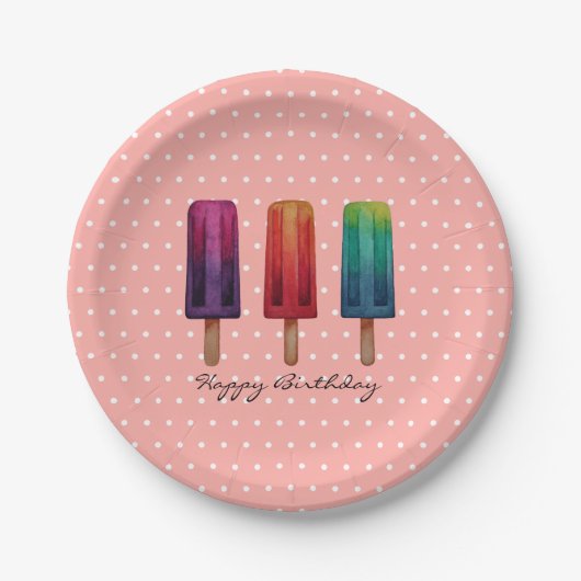 Wasserfarbe Niedlich Popsim Eis Cremes Pappteller (Vorderseite)