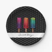 Wasserfarbe Niedlich Popsim Eis Cremes Pappteller (Vorderseite)