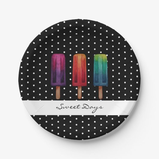 Wasserfarbe Niedlich Popsim Eis Cremes Pappteller (Vorderseite)