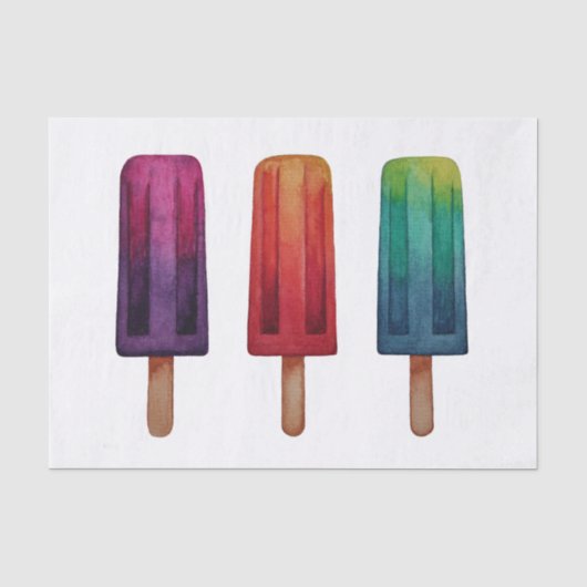 Wasserfarbe Niedlich Popsim Eis Cremes Seidenpapier (Vorderseite)