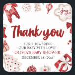 Wasserfarbe Niedlich Red Christmas Winter Baby Dus Quadratischer Aufkleber<br><div class="desc">Wasserfarbe Niedlich Red Christmas Winter Baby Dusche</div>