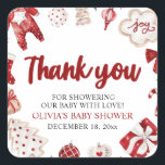 Wasserfarbe Niedlich Red Christmas Winter Baby Dus Quadratischer Aufkleber<br><div class="desc">Wasserfarbe Niedlich Red Christmas Winter Baby Dusche</div>