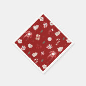 Wasserfarbe Niedlich Red Christmas Winter Baby Dus Serviette (Ecke)