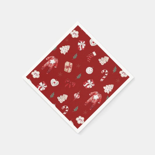 Wasserfarbe Niedlich Red Christmas Winter Baby Dus Serviette (Ecke)