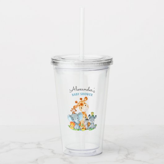 Wasserfarbe Niedlich Safari Jungle Animals Kinderd Acryltrinkbecher (Vorderseite)