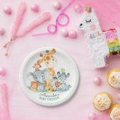 Wasserfarbe Niedlich Safari Jungle Animals Kinderd Pappteller (Party)