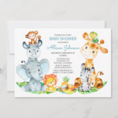 Wasserfarbe Niedlich Safari Jungle Baby Dusche Einladung (Vorderseite)