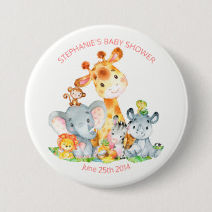 Wasserfarbe Niedlich Safari Jungle Babydusche Button
